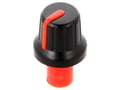 Buton plastic, potentiometru axial, Negru-Rosu, ax 6mm, crestatura D, GMN-4P1.5-RD