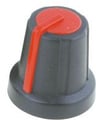 Buton plastic, potentiometru, 6mm, Rosu-Negru, GMN-2RD