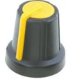 Buton plastic potentiometru, ax 6mm, Negru-Galben, GMN-2YL