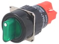 Intrerupator rotativ, ON-OFF, verde, 3A, LED 12VAC/DC, IP40, SPDT, orificiu montare Ø16mm, LAS1Y-11X/2/G, ONPOW