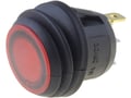 Intrerupator basculant, etans, OFF-(ON), 10A/28VDC, 3 pini, SPST, orificiu montare 20.2mm, rosu, R13112B8F02BRNN-0A-L2
