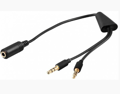 Cablu casca, audio, 2 x jack stereo, 3.5mm, 4 contacte tata, la jack stereo, 3.5mm, mama,