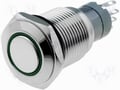 Întrerupător antivandal, ON-(ON), 1A, SPDT, IP67, M19, orificiu montare Ø19mm, V19-11R-24B-S