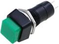 Intrerupator miniatura, patrat, verde monostabil, OFF-(ON), SPTS-NO, orificiu montare Ø7mm, PS-06/G
