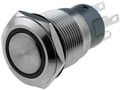 Buton antivandal, ON-ON, 0.5A/220VAC, bistabil, IP65, SPDT, M19, orificiu montare Ø19mm, V19-21R-24Y-S