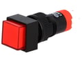 Push buton, patrat, 1 pozitie, ON-(ON), SPDT, IP40, ROSU, orificiu montare Ø10mm, V10F-11-R