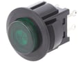 Push-buton, bistabil, rotund, 3A, OFF-ON, SPST-NO, verde, orificiu montare Ø16.9mm, DS-664K-C-L-S-K-TG, MIYAMA