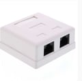 Priza dubla UTP, RJ45, aparenta, CAT5,  alba, LANBOX-SM-U5X2