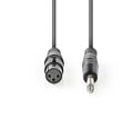 CABLU AUDIO, XLR, 3 PINI, LA JACK, 6.35MM, M-T, 10m, COTG15120GY100, NEDIS