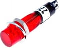 Lampa panou, neon rosu, 230VAC, 7,5x32.8mm, orificiu de montaj 7,5 mm, NI-2RD