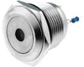 Buton antivandal, OFF-(ON), albastru, 12V, IP65, SPST-NO, M16, orificiu montare Ø16mm, V16-10D-12B-S