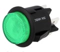 Intrerupator push, verde, OFF-ON, 20A, 4 pini, DPST, orificiu montare Ø25mm, R13541BL01BGN2