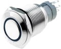 Buton antivandal, ON-ON, 12V, SPDT, IP67, albastru, bistabil, M16, orificiu montare Ø16mm, V16-21R-12B-S
