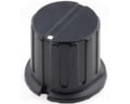 Buton plastic, potentiometru, ax 6.35mm,  negru, GWB12BK
