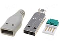 Conector USB-A, mufa, lipire cablu, cu manson, USBA-PLUG/IDC
