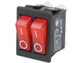 Comutator basculant, DUBLU, rosu, ON-OFF, 16A, 6 pini, orificiu montare  30x22.1mm, C5503, ARCOELECTRIC