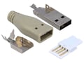 Conector USB-A plug, pentru lipire cablu, cu manson, USBA-PLUG