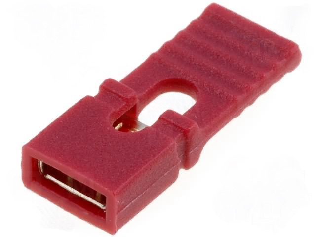 JUMPER-H/R, Jumper; şiruri pini; mamă; cu suport; 2,54mm; 1x2; roşie