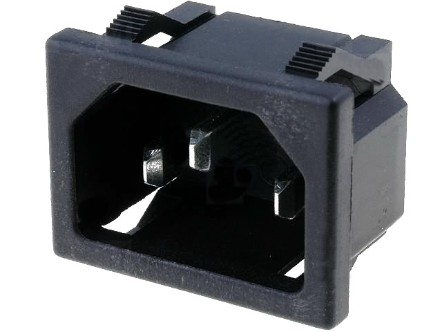 Soclu tata alimentare IEC, C14( E ), mont. panou, 10A, papuc 4.8mm, KS202