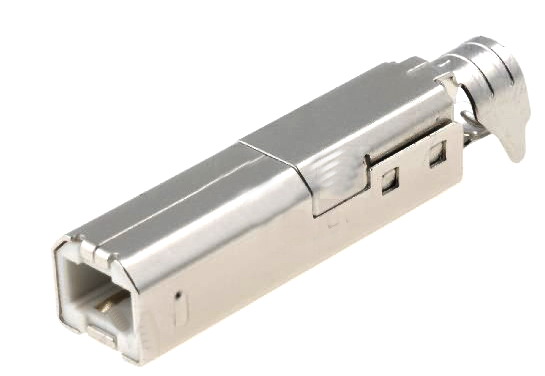 Conector USB-B mufa, pentru lipire cablu, USBB-W