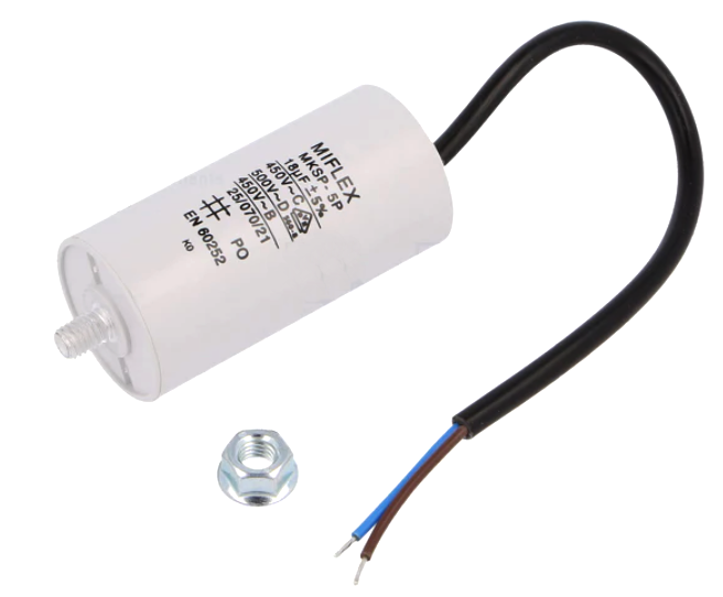 Condensator pornire motor 18uF, 400/450V, cu fir, I15KV618K-D, MIFLEX