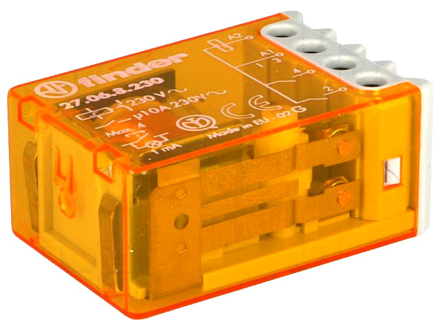 Releu 230VAC, BISTABIL, DPST-NO, 10A, 27.06.8.230, FINDER