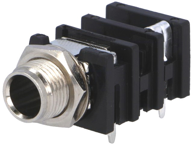 Soclu; Jack 6.35mm; mama; mono; intrerupator dublu; THT; ACJM-MHOM, AMPHENOL