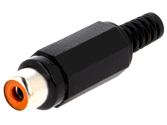 Mufa RCA; mama; drept; lipire; pe cablu; nichelat; eticheta neagra; XKTO1B, LUMBERG