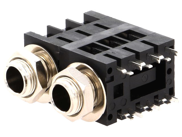 Soclu Jack 6.35mm; mama; stereo; duble, cu intrerupator triplu; ACJS-MHDCM, AMPHENOL