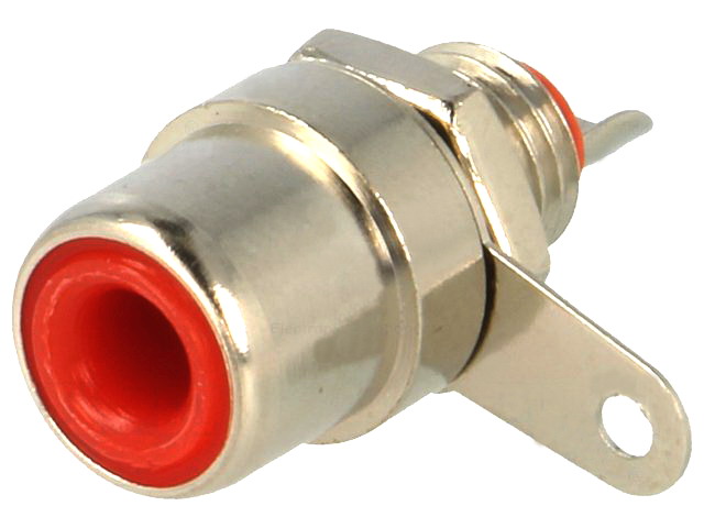 Soclu; RCA; mama; drept; lipire; montare panou; nichelat; eticheta rosie; KEYS580