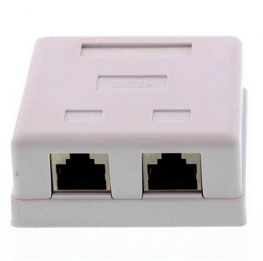 Priza dubla UTP, RJ45, aparenta, CAT5, ecranat, alba, LANBOX-SM-F5X2