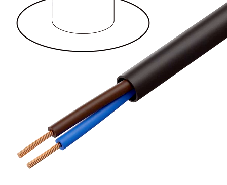 Cablu 2x0.5mm2, OMY, rotund, litat, Cu, cu manta de PVC, negru, 300V, OMY2/0.50-C
