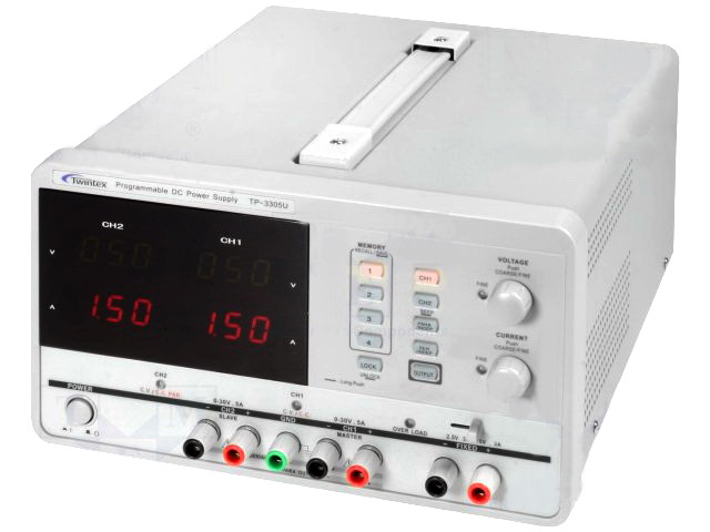 Sursa tensiune, laborator, programabila, liniara, 3canale, 2x30V/0.5A, 5V/3A, TP-3305U