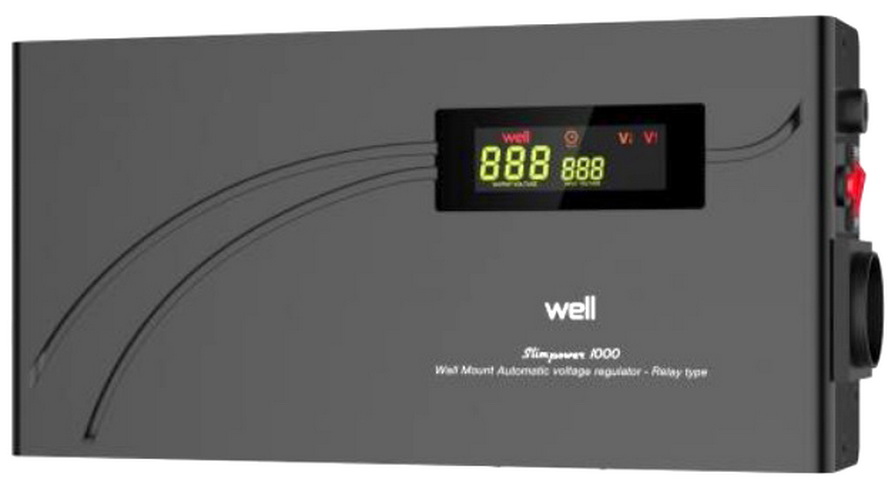 Stabilizator automat tensiune 220VAC, cu releu, orizontal, 1000VA, 600W, montabil perete, AVR-REL-SLIMPOWER1000