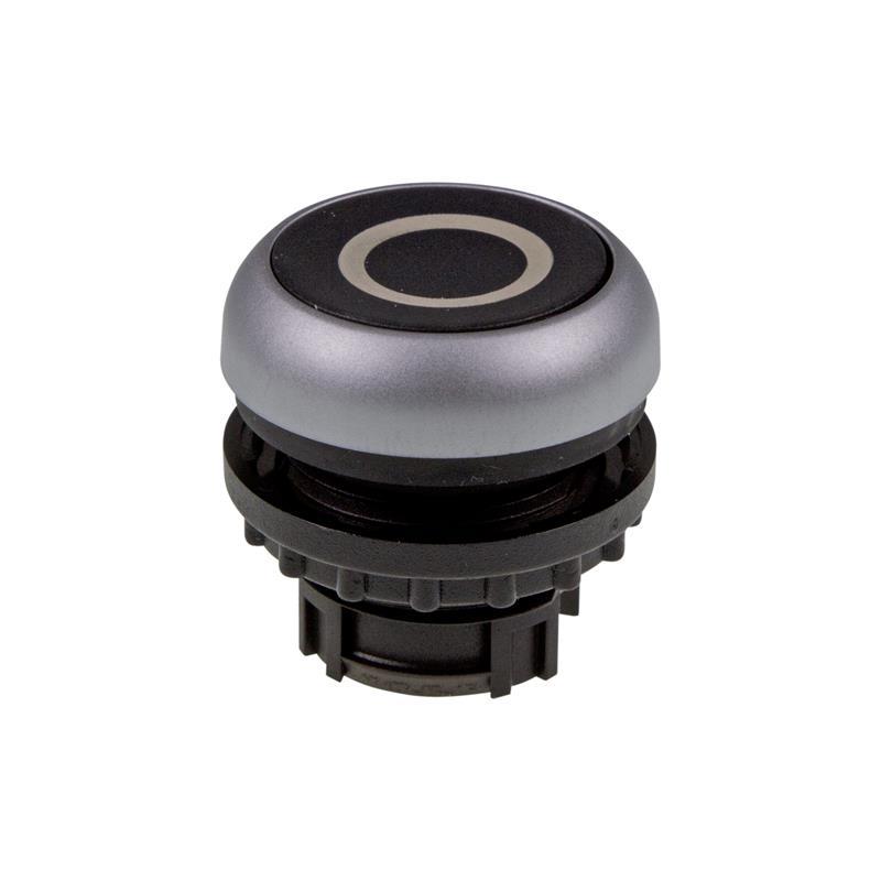 Intrerupator panou, apasare, monostabil, 22mm, simbol O, negru, orificiu montare Ø22.5mm, M22-D-S-X0