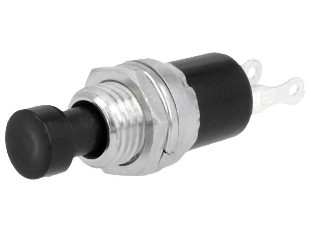Push buton, rotund negru, OFF-(ON), 3A, SPTS-NO, orificiu montare Ø7mm, PS10BBK