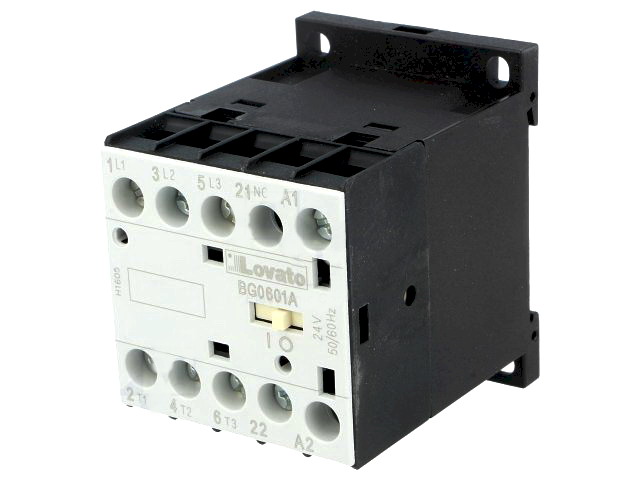 Contactor 6A, 24VAC, 3xNO, DIN, NC auxiliar, 11BG0601A024