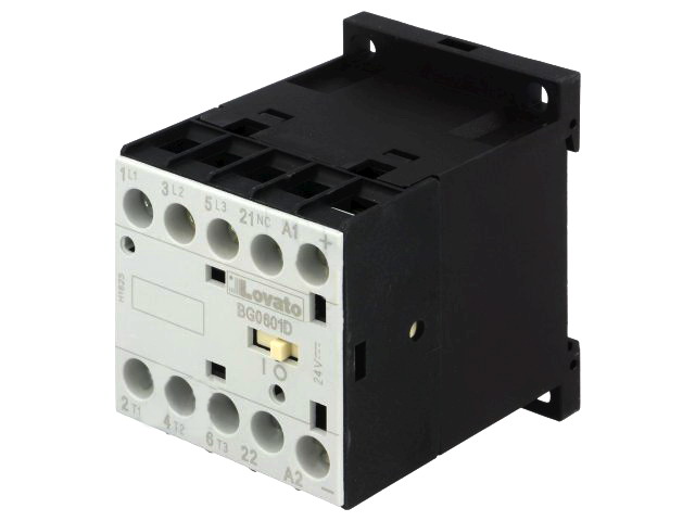 Contactor 6A, 24VDC, 3xNO, DIN, NC auxiliar, 11BG0601D024