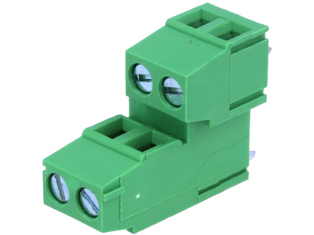 Conector 2x2 pini, PCB, pas 5mm, 10A, 300V, DG500B-5.0-2P14