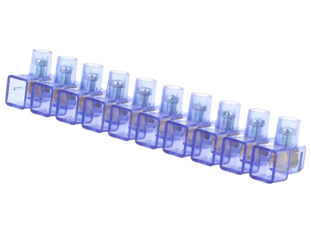 Regleta 10pini, surub, pe cablu, 2.5mm2, albastra, 450V, BM992