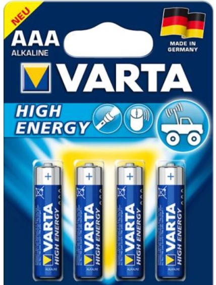 Baterie 1.5V, alcalina, High energy, R3, AAA, 4 BUC, VARTA-4903/4B