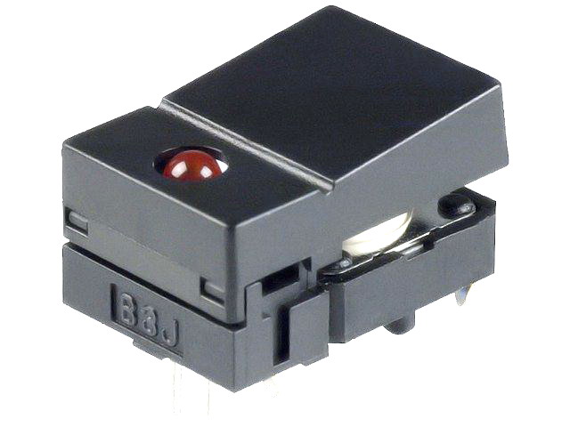 Microintrerupator tach monostabil; SPST-NO; 18x12mm, LED; negru; B3J-2100