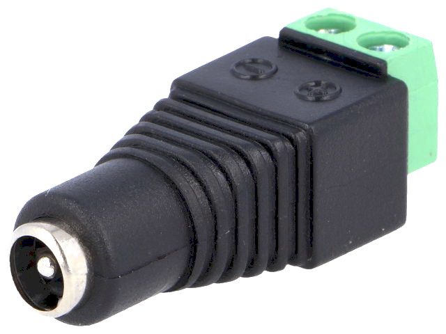 Mufa alimentare DC ; adaptor, 5.5x2.1mm; conector surub,  PC-GP2.1-TB