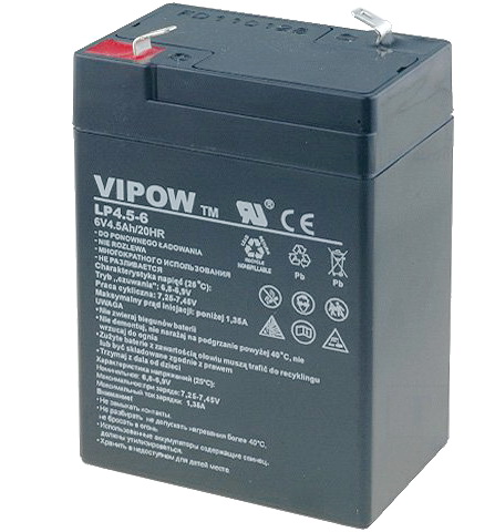Acumulator 6V, cu plumb, 4.5Ah, 70x48x106mm, papuc 4.8mm, BAT-LEAD-6V4.5AH