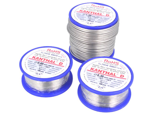 Sarma nichelina, 1mm, FeCrAl, kanthal, -100...1300C, 1.72ohm/m, KANTHAL-D-1