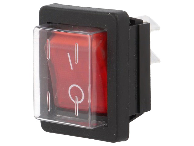 Comutator basculant, ON-OFF, 16A, 4 pini, DPST, orificiu montare 30x22.1mm, AE-C1353ALGNF, BULGIN