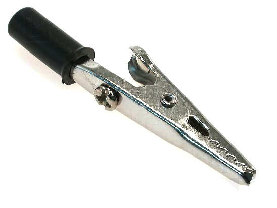 Crocodil, neizolat negru, 55mm, soclu 4mm, CRCL10-B