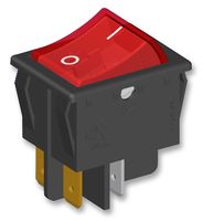 Comutator basculant, ON-OFF, 20A, 4 pini, DPST, rosu, panou, MC37920-021-1102