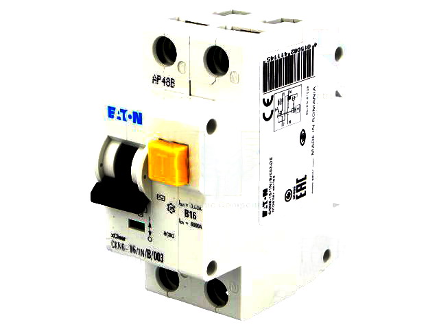 Disjunctor diferential, 30mA, RCBO breaker, 16A, IP40, 1P+N, CKN6-16/1N/B/003, EATON