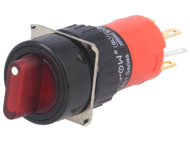 Comutator rotativ, ON-OFF, SPST-NO + SPST-NC, 3A, orificiu montare Ø16mm, V16-11XJC-2-R